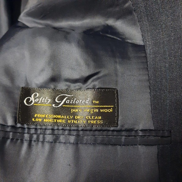 Vintage Hart Schaffner Marx Suit Blazer Men 44R Blue Stripe Sport Coat Wool - Picture 8 of 9